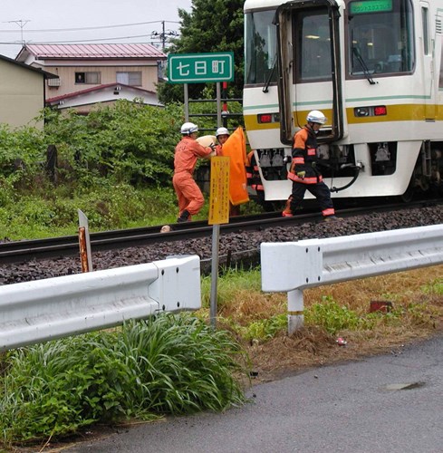 電車事故現場にての写真