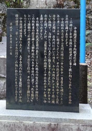 中央線建設工事殉職者慰霊碑の画像